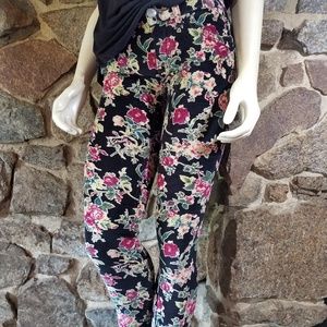 Free People Capris Skinny Pant Floral Corduroy